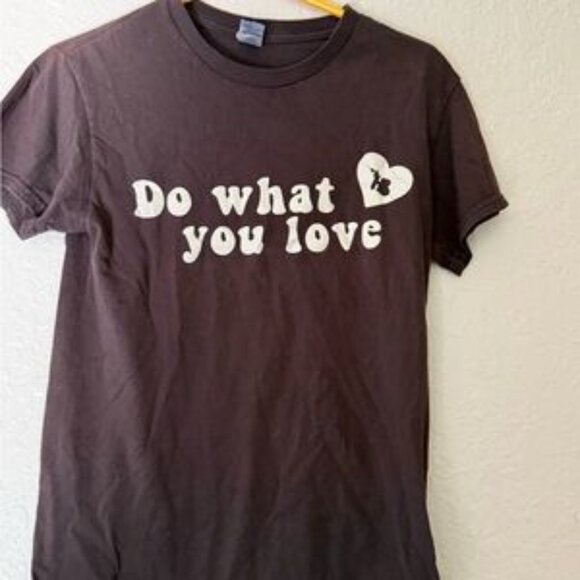 Tops - Black Graphic T-Shirt with White Text